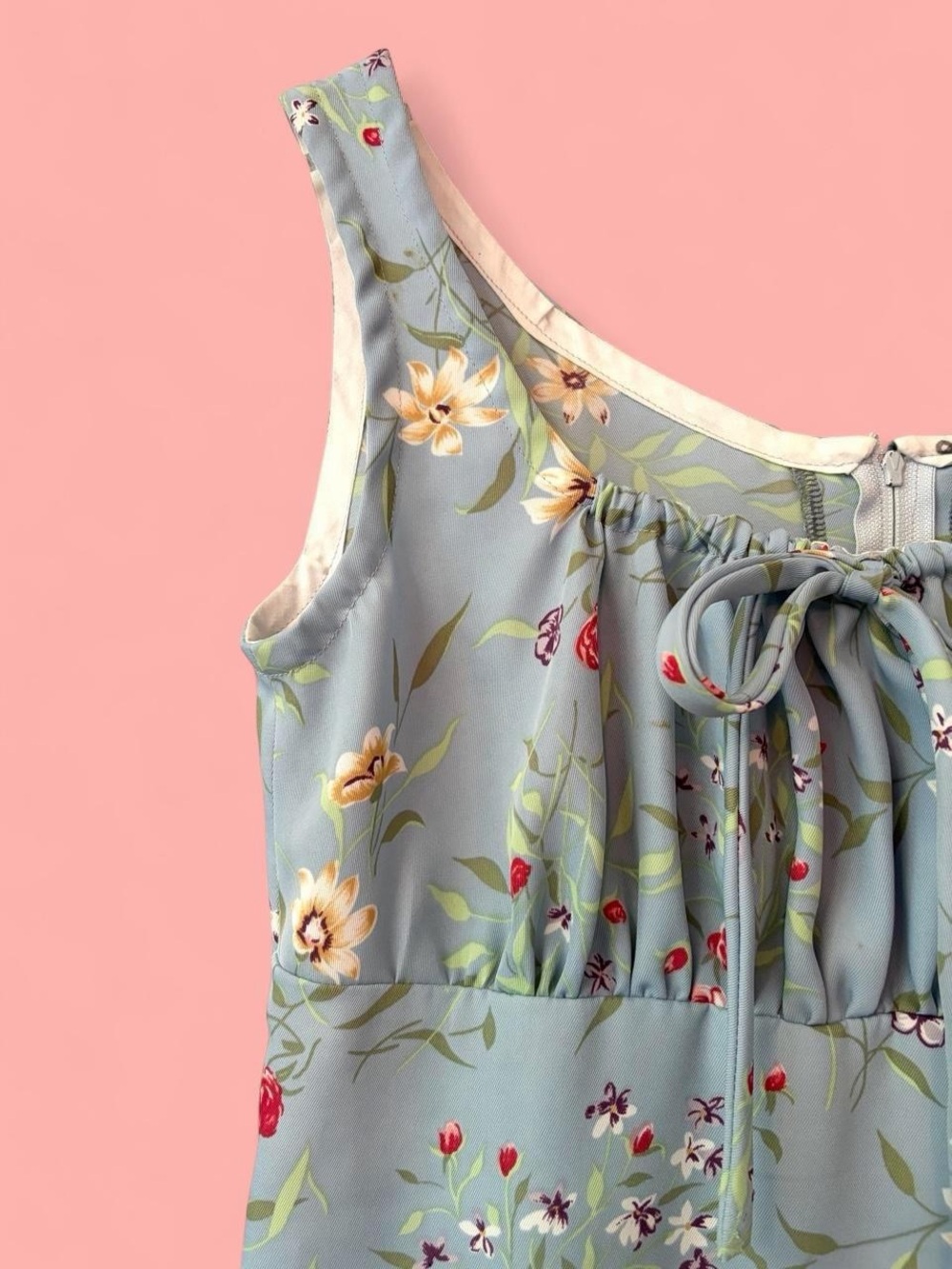 1990s Ruffled Bust Floral A-Line Babydoll Dress